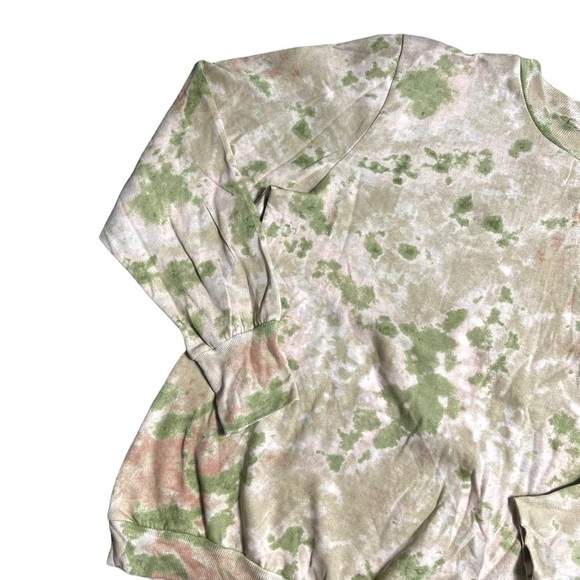 AFRM Munroe Olive Green and Blush Tie Dye Crewneck Pullover M - Picture 2 of 8
